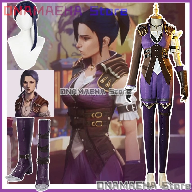 

Anime League Of Legends Game Lol Cosplay Caitlyn Sheriff Uniform Costume Wigs Shoes For Girls Woman Halloween Party Customized