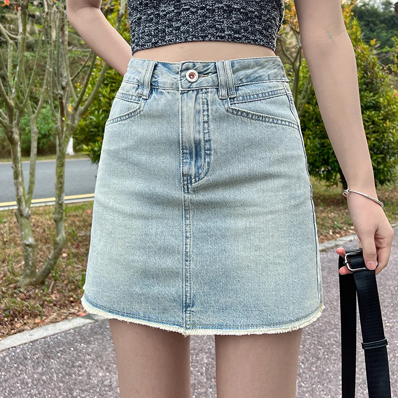 

Ripped Vintage Y2k Denim Skirt Women Sexy Harajuku Star Streetwear Mini Skirts A-line Retro Fashion Slim Up Casual Jeans Skirt