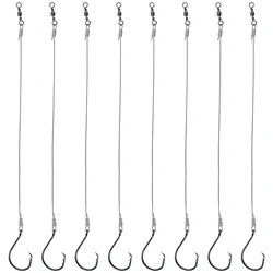 5pcs Fishing Circle Hooks Rig Stainless Steel Wire Leader with Swivel Surf Fishing Rig Catfish Bass Redfish Offset Snelled Hook