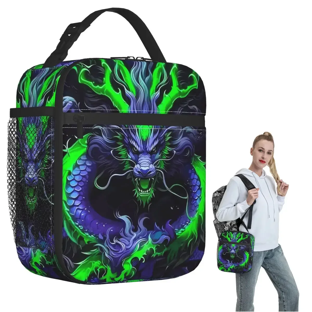 Tribal Dragon Insulated Lunch Bag for Women Kids Portable Food Boxes Thermal Lunch Box Tote