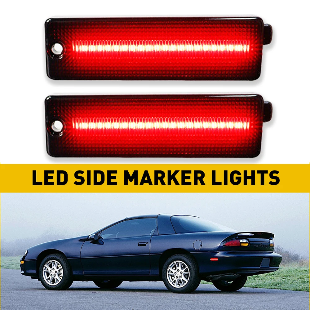 2Pcs Red LED Rear Side Marker Light For Chevrolet Camaro 1993 1994 1995 1996 1997 1998 1999 2020 2001 2002 Car Accessories 12V