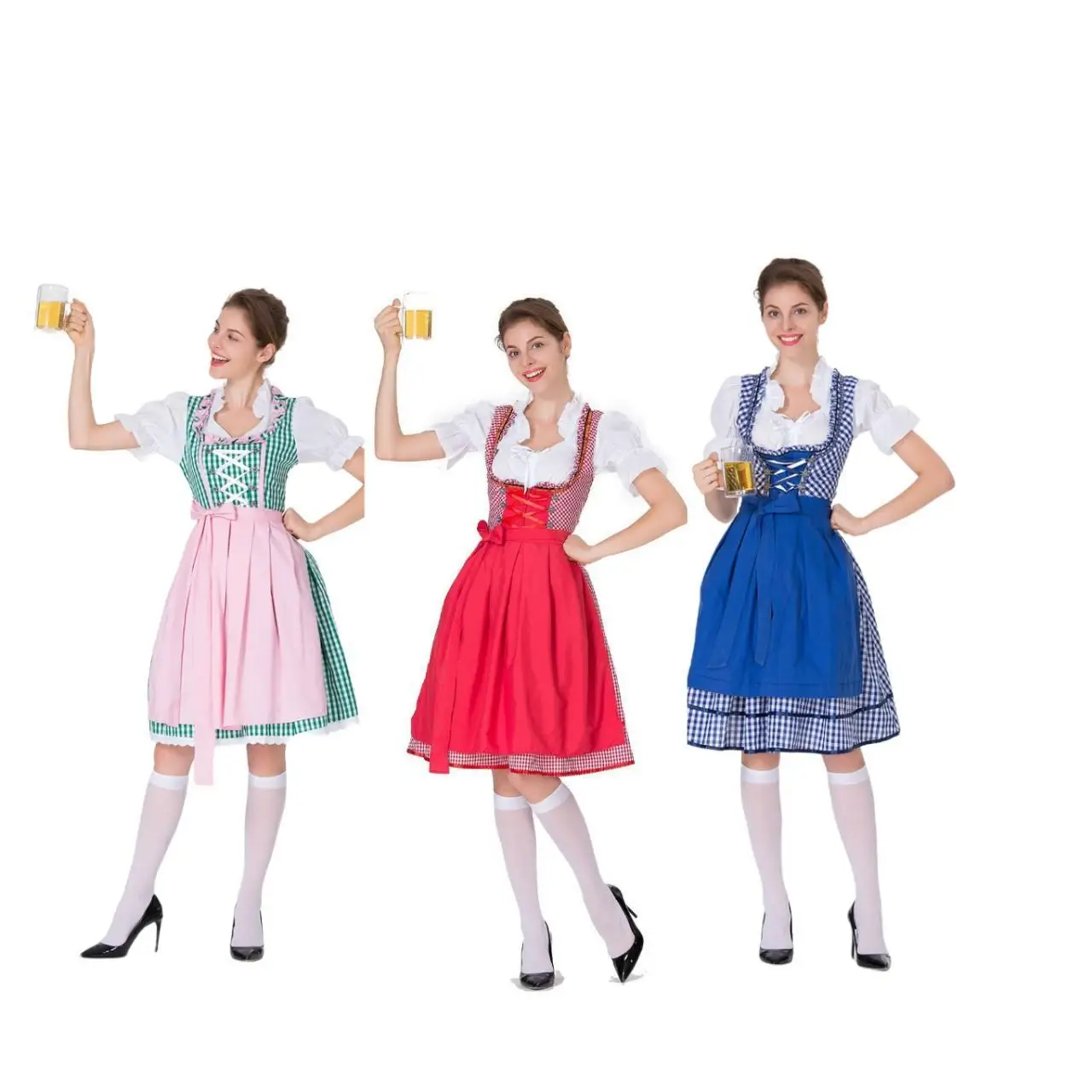 Costume da festival della birra loween Beer Girl Dr un set di gonne scozzesi multicolori Costume da palcoscenico per abbigliamento tradizionale da donna