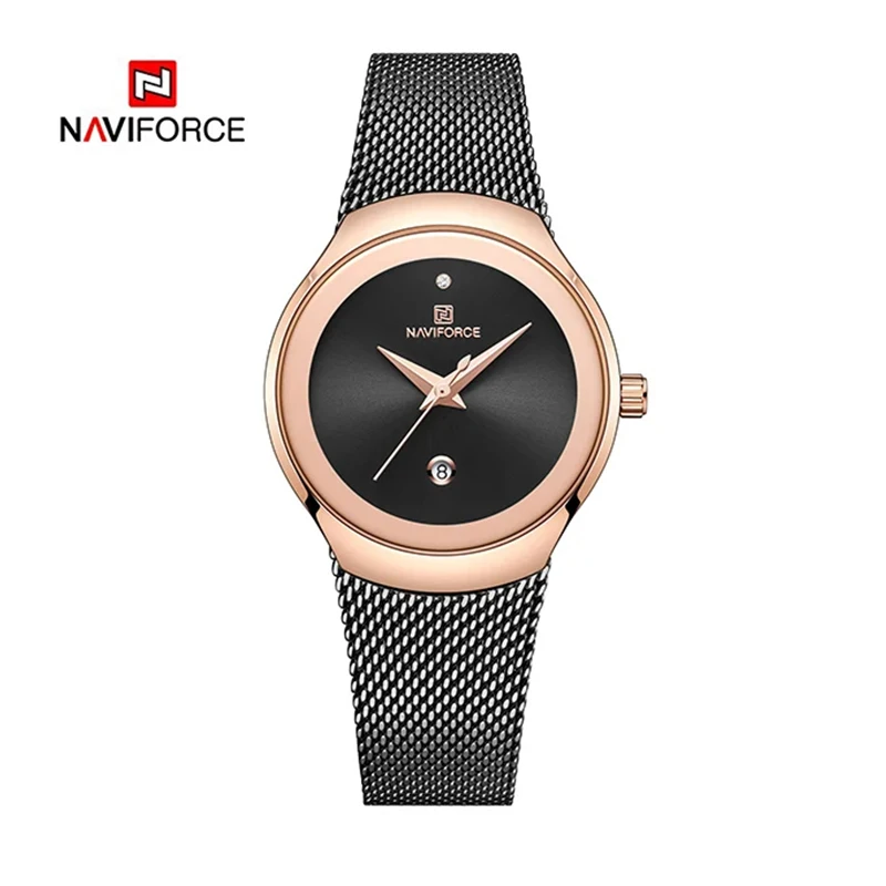 NAVIFORCE Women Watches Top Luxury Brand Lady Fashion Casual Simple Steel Mesh Strap Wristwatch Gift for Girls Relogio Feminino