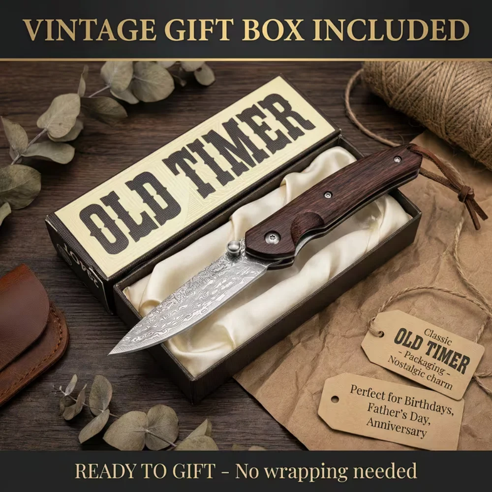 

Складной нож Damascus EDC для выживания на природе с ремешком, высококачественная деревянная рукоятка, для кемпинга, походов, рыбалки, путешествий