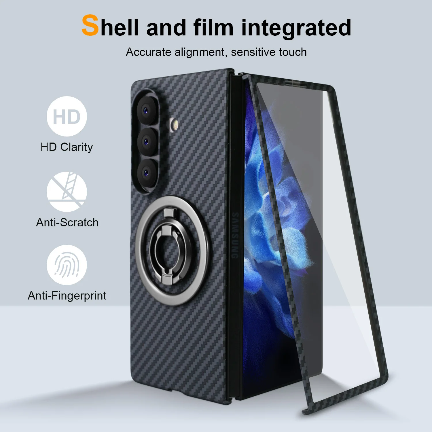

Suitable for Samsung Fold8/Fold7/Fold6/Fold5/Fold4/Fold3 with built-in magnetic suction and stand, delicate feel with tempered f
