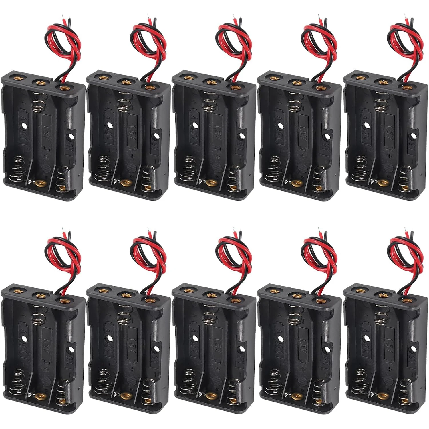 10pcs AAA Battery Holder 3X 1.5V AAA Battery Power Case Plastic Box with Wire Applicable for Electronic Toy Home Appliance Remot
