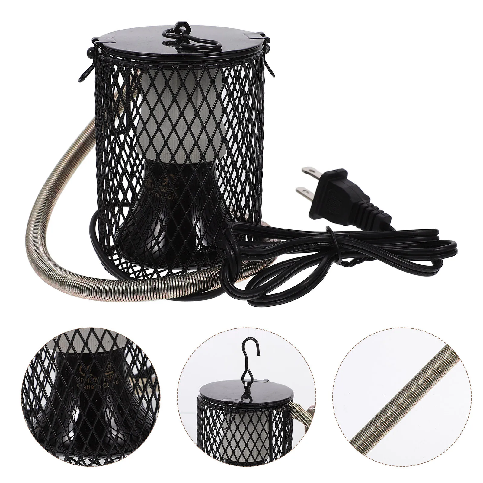 

1 Set Of Ceramic Lampshade Heater For Reptile Habitat Metal Cage Lamp Cover Anti-Scalding Pet Accessory Heating Lamp