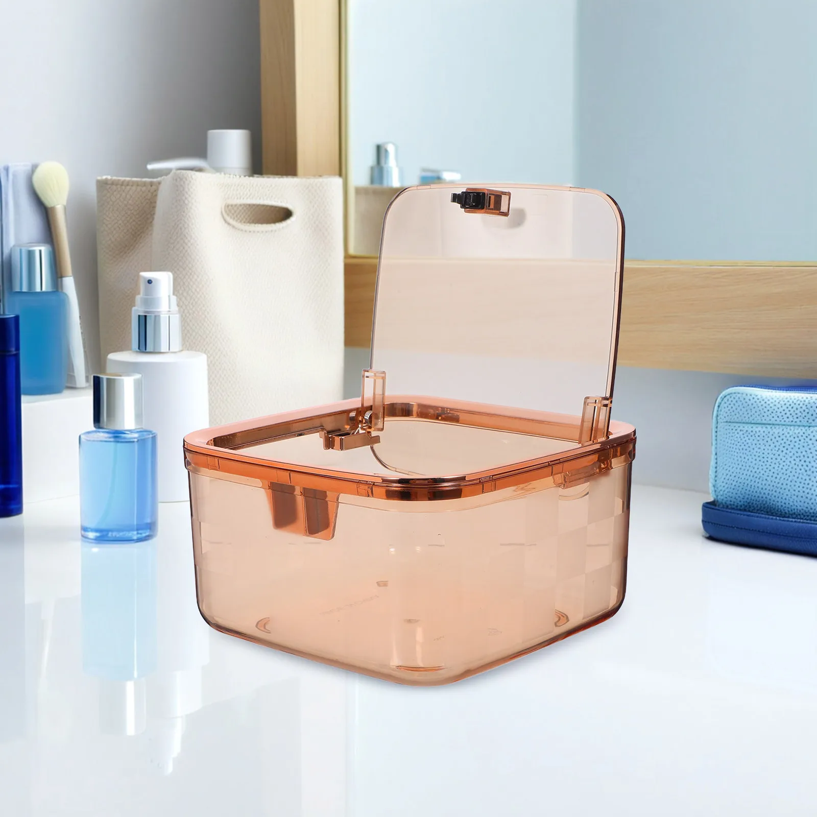 

Trash Can Desktop Small Waste Basket Cute Storage Box Mini Light Brown for Bedroom