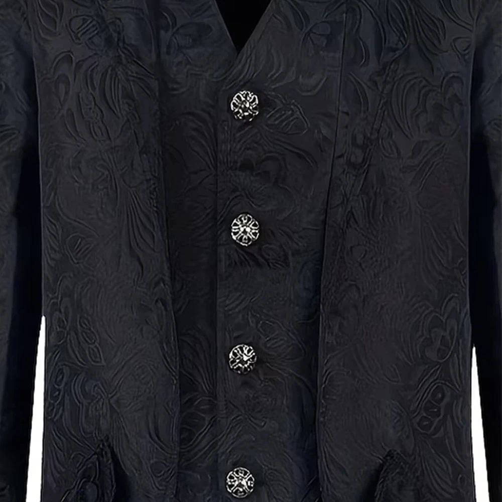 レトロメンズタキシードコート黒制服中世ロングジャケットパンクゴシック騎士ウインドブレーカーハロウィンコスプレ衣装コート