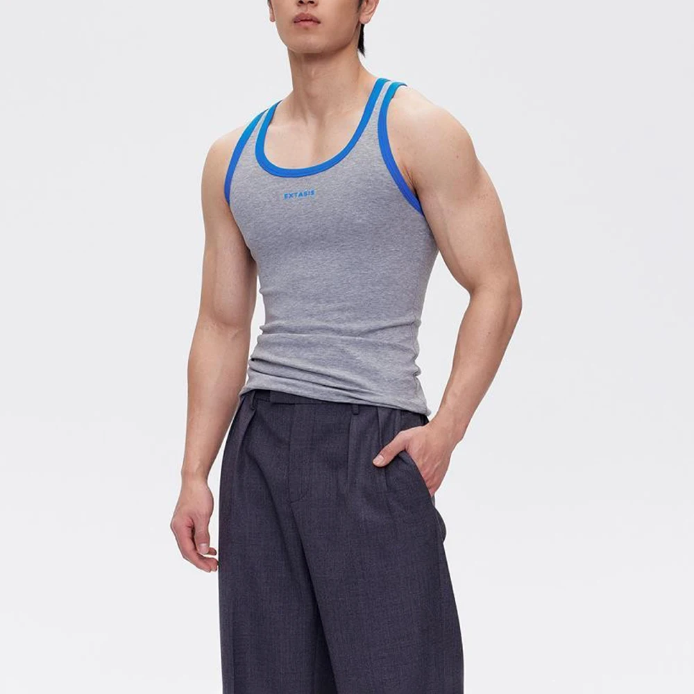 

Men's Contrast Color Sleeveless Vest American Retro Sports Fashion Trend Leisure Loose Breathable Niche Summer New Men's Tops