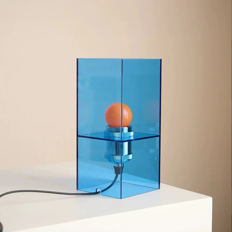 Ins Style Blue Acrylic Table Lamps Sunset Atmosphere Home Decor Illumination Bedroom Beside Foyer Dining Room Light Fixture CE