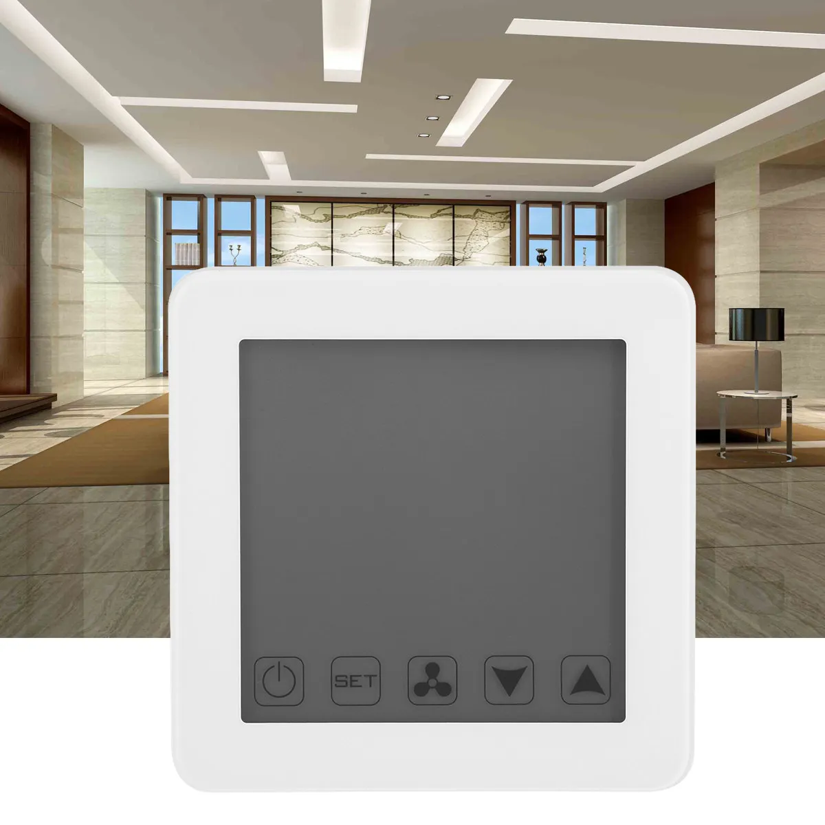 White Programmable Thermostat Digital Fan Coil Units Temperature Controller Touch Screen Cooling Heating Wireless Smart