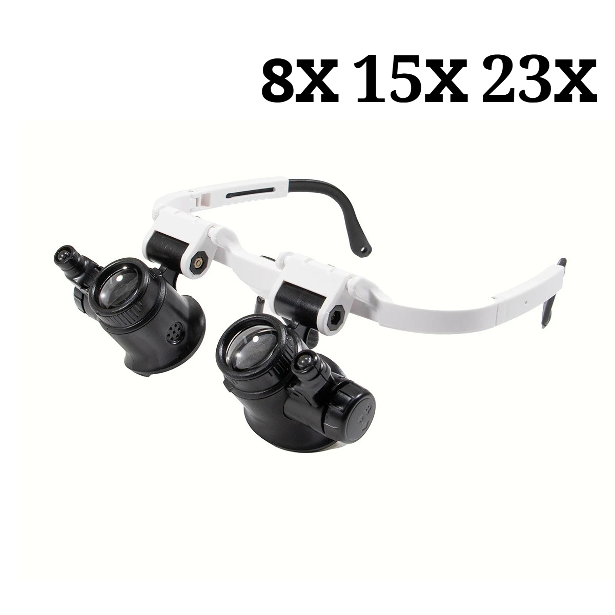 2XLED Watch Jeweler Repair Magnifier Head-Mounted Headband Adjustable Magnifying Head Eye Glasses Loupe Lens 8X 15X 23X
