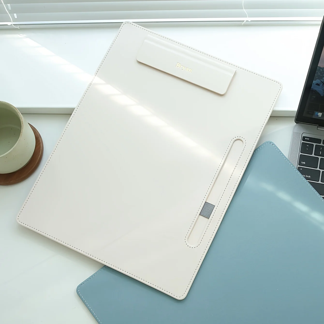 Custom Name Magnetic Clipboard Personalized A4 Document Holder Executive Conference Folder with Pen Holder Notebook Organizer