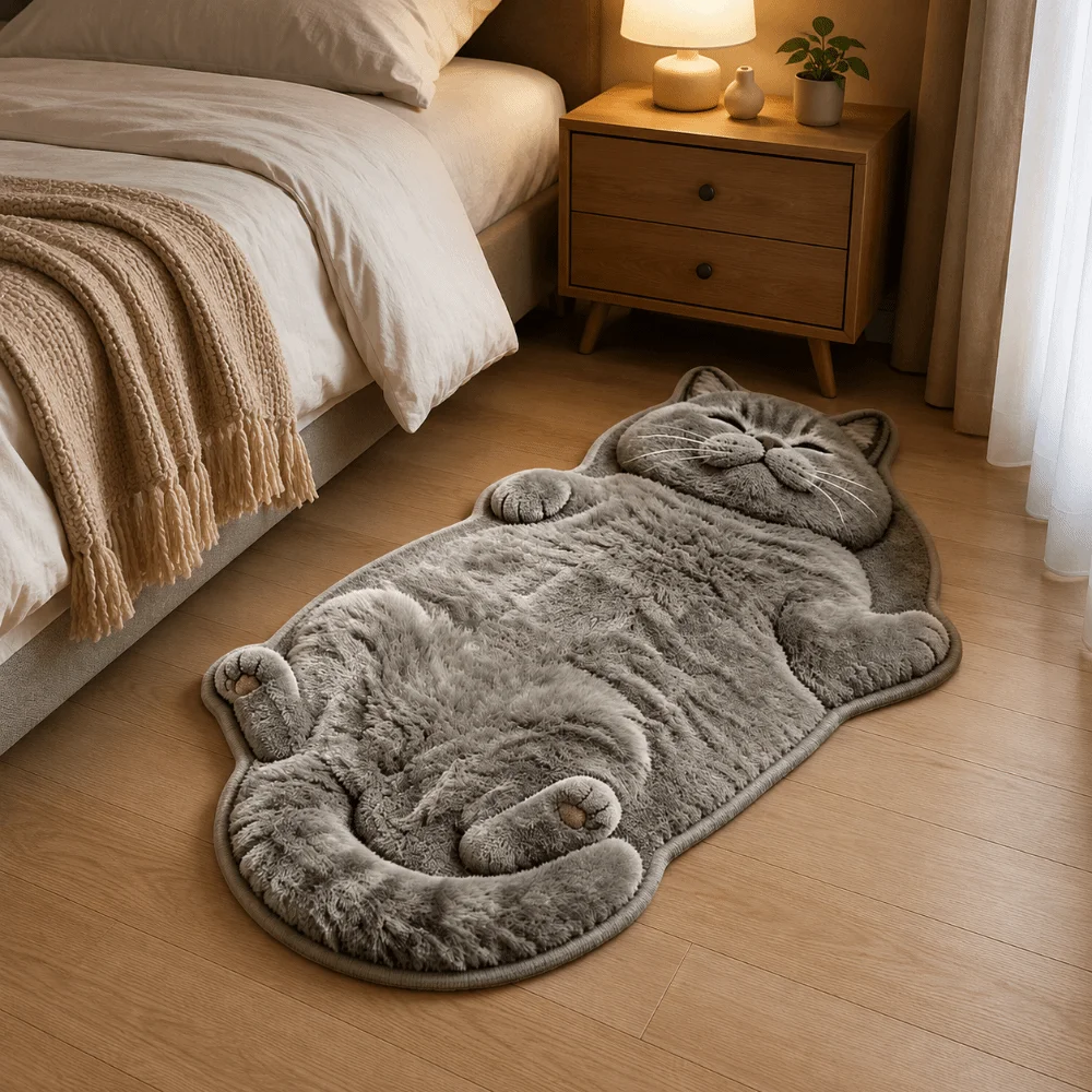 High Quality Non-Slip Cat-Shaped Area Rug Anti-fouling Easy to Clean Home Decor Carpet Cartoon Carpet Bedrooms
