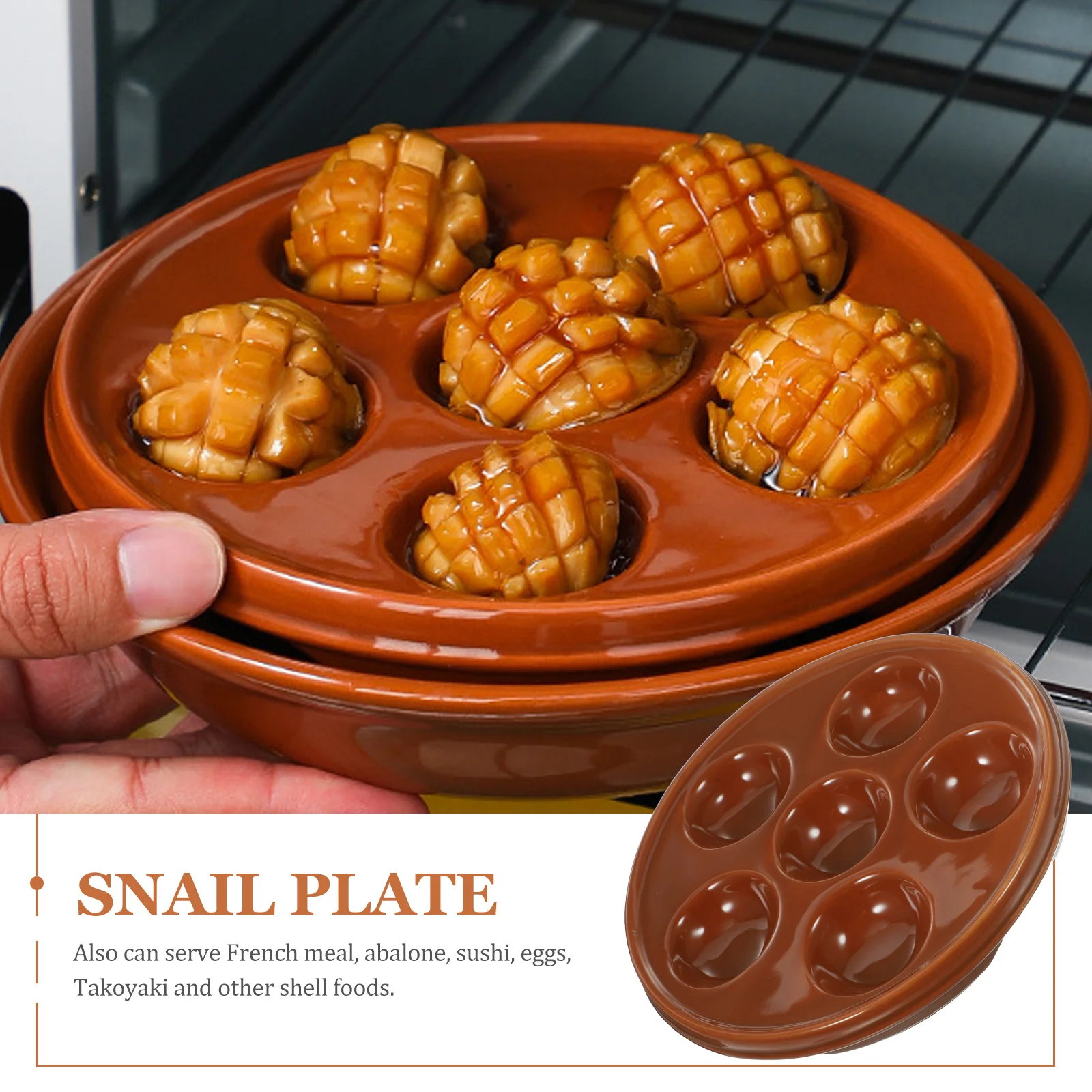 

2Pcs Snail Plate Premium Ceramic 6-Hole Escargot Baking Pan Household Tableware Oven Dishwasher Safe for Shellfish Takoyaki
