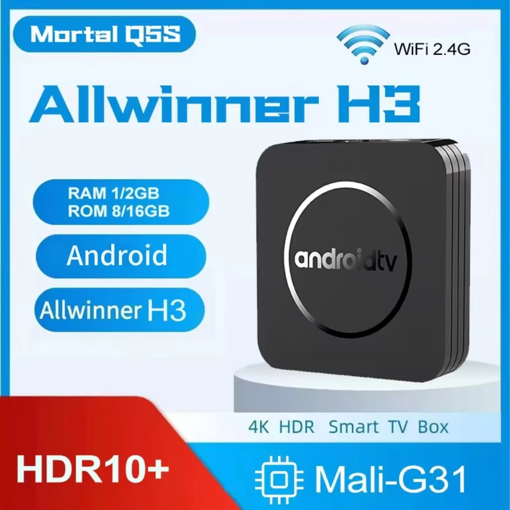 HOT Android Mortal Q5S ​​4K Smart Tv Box Allwinner H3 Support  2.4G Wifi  16GB 8GB Memory Streaming Media Player Set Top Box