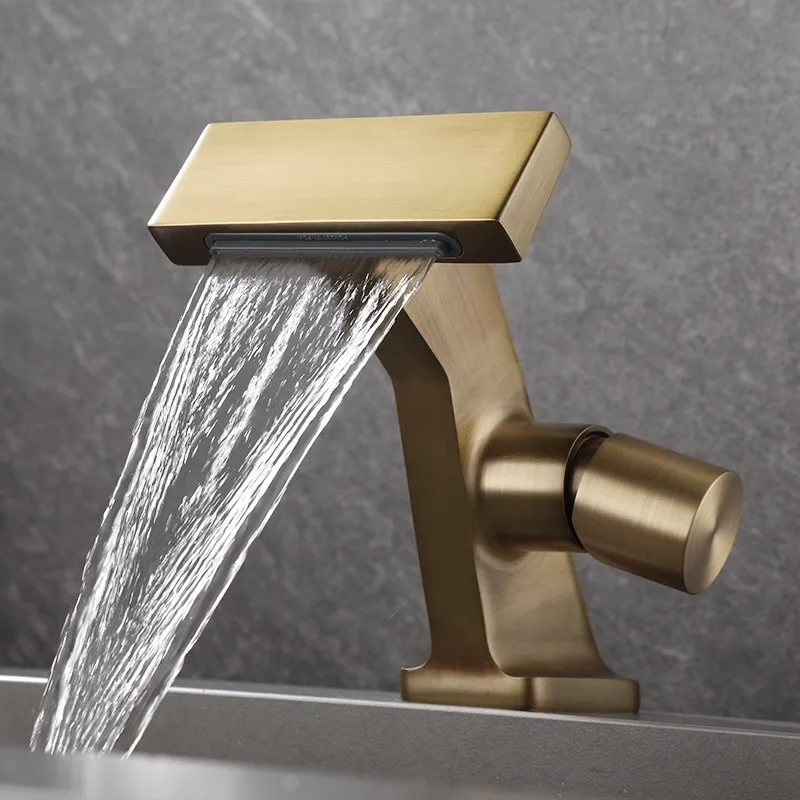 

Simple Antique Waterfall Style Basin Faucet, Hot and Cold Bathroom Sink, Washbasin, Creative Retro Faucet