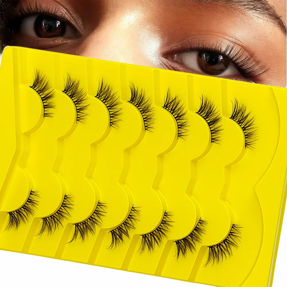‌7 Pairs Gothic Fox-Eye False Eyelashes – Upward-Sweeping, Lightweight, Outer Corner Design for Natural Drama