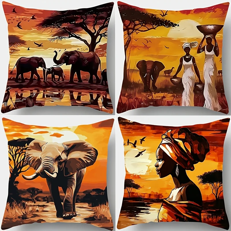 

Набор из 4 предметов с богатыми африканскими узорами, идеально подходит для украшения домашнего дивана и декоративных наволочек.