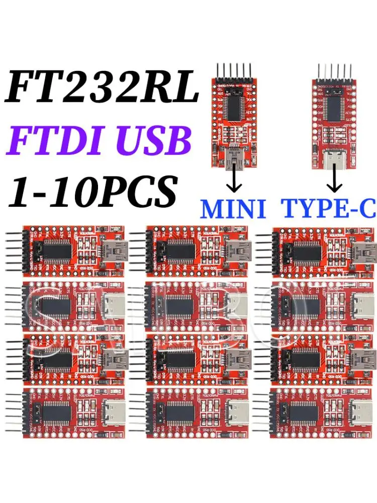 1-10 SZTUK FT232RL FT232 FTDI USB 3.3V 5.5V do TTL Moduł adaptera szeregowego dla Arduino FT232 Pro Mini Port USB TO TTL 232 Type-C USB — zdjęcie produktu 6