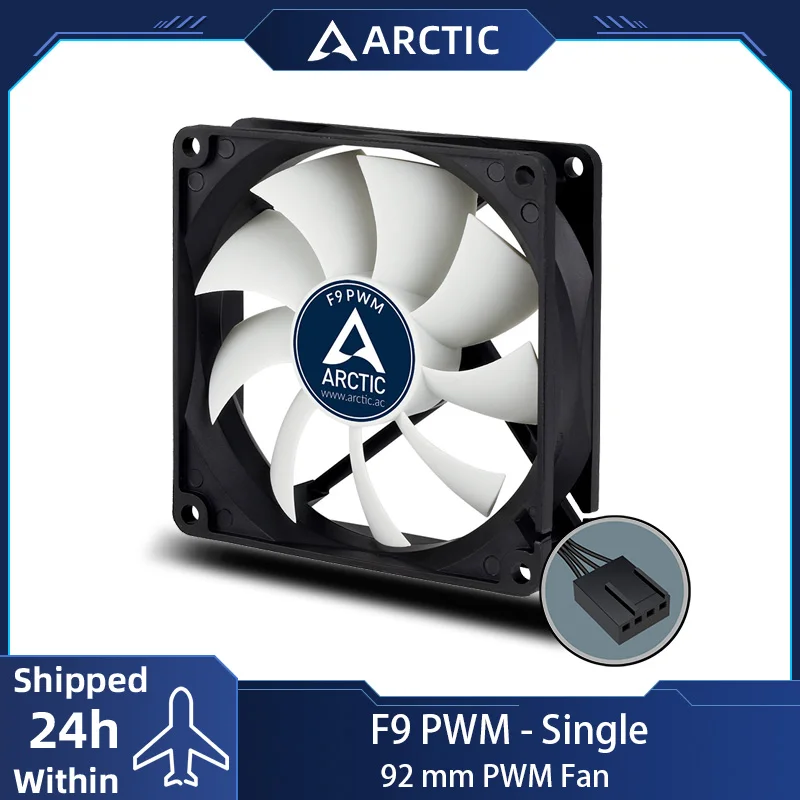 ARCTIC F9 PWM - 92 mm PWM Case Fan, PWM-Signal regulates Fan Speed, Very Quiet Motor, Computer, Fan Speed: 150-1800 RPM