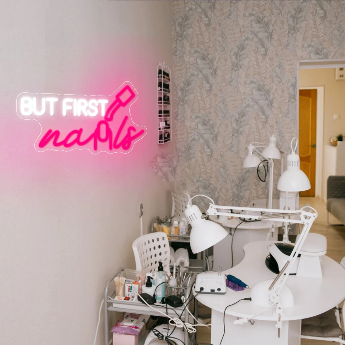 

But First Nails Neon Led Sign Beauty Salon Nails Room Decor Wall Hanging Neon Light Sign Pink LED Sign For Beauty Bar Decor neon