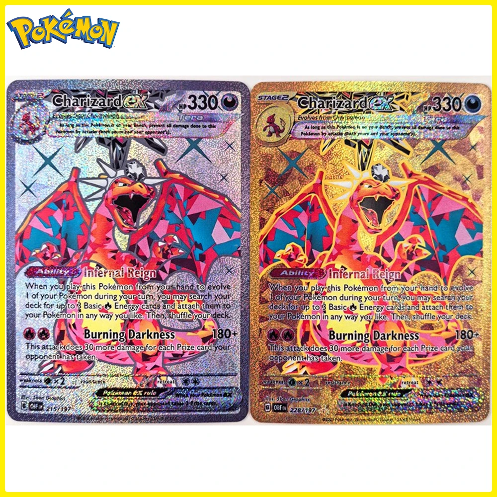 BLUB PTCG Pokemon Cards Charizard EX Golden Silver Collection Cards DIY ACG English Dracaufeu Glurak Japanese Super Charizard X - Image 3