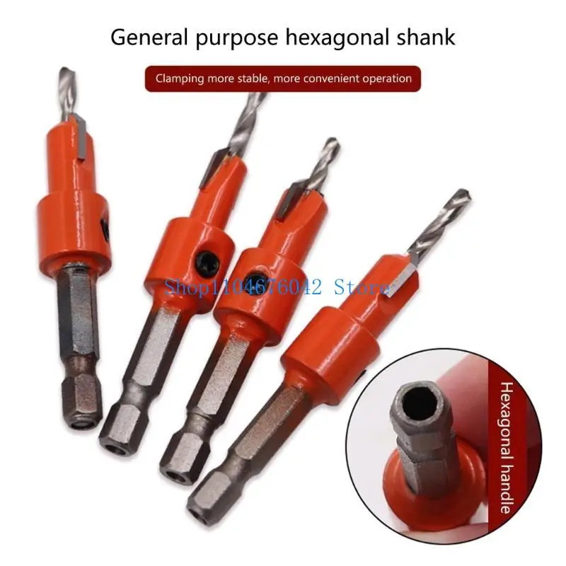 652F Precise Drilling Shank Woodworks Drill Bit Countersink Accurate Positioning