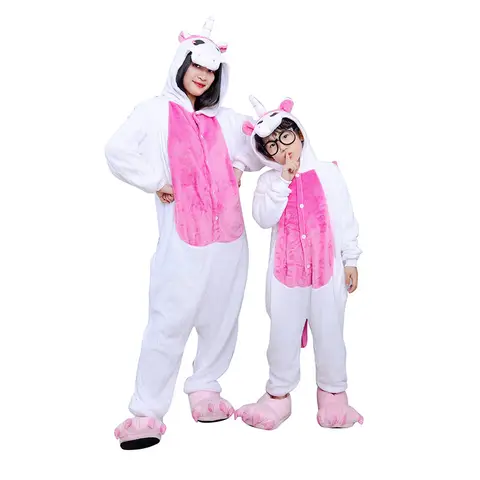 성인 로즈 유니콘 만화 잠옷 동물 Onesies 코스프레 의상 점프 슈트 후드 잠옷 할로윈 원피스 공연