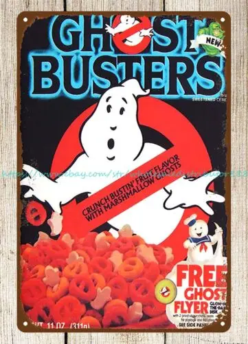 Ghostbusters Cereal 1980s metal tin sign garden outdoor reproductions