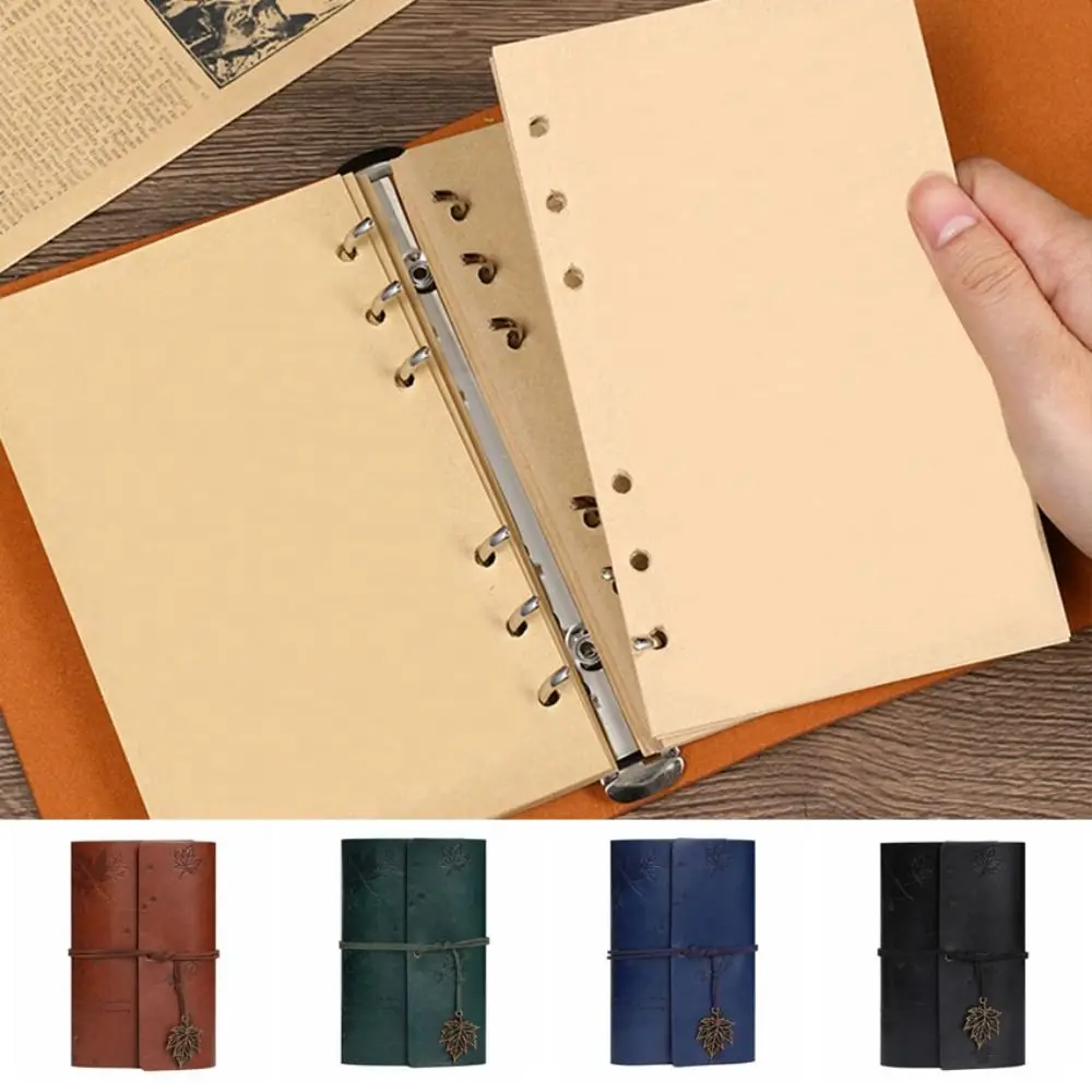 A6 المسافرين خمر دفتر كرافت ورقة بولي Leather الجلود الرجعية دوامة دفتر فضفاض ورقة القرطاسية بولي Leather الجلود كرافت دفتر