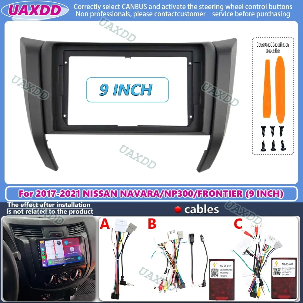 

2 Din 9-дюймовый автомобильный радиоприемник, установка DVD Mp5, пластиковая рамка панели лицевой панели для Nissan Navara NP300 Frontier 2017-2021, комплект крепления на приборную панель