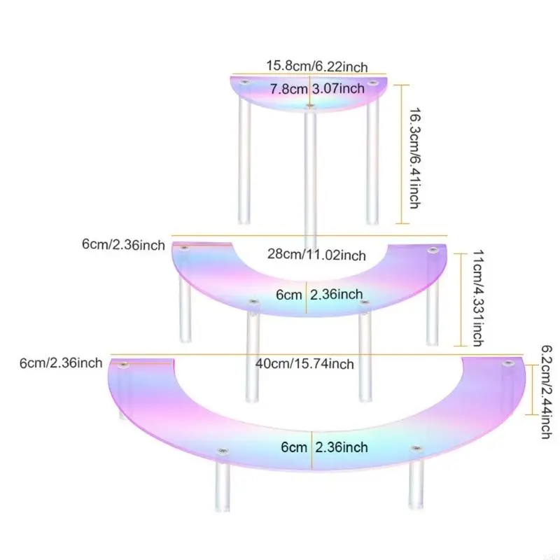 2025 Nieuwe grote 3 lagen Acryl Display Risers Presentatiestandaard voor Cupcake Figuren Dessert Organisatie Accessoires