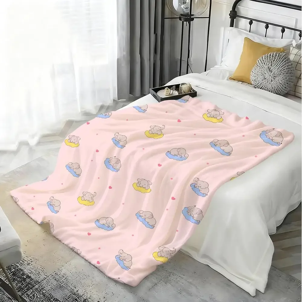Lying Bunny Set Throw Lightweight 240g Flannel Blanket Soft Skin-friendly for Summer Cooling