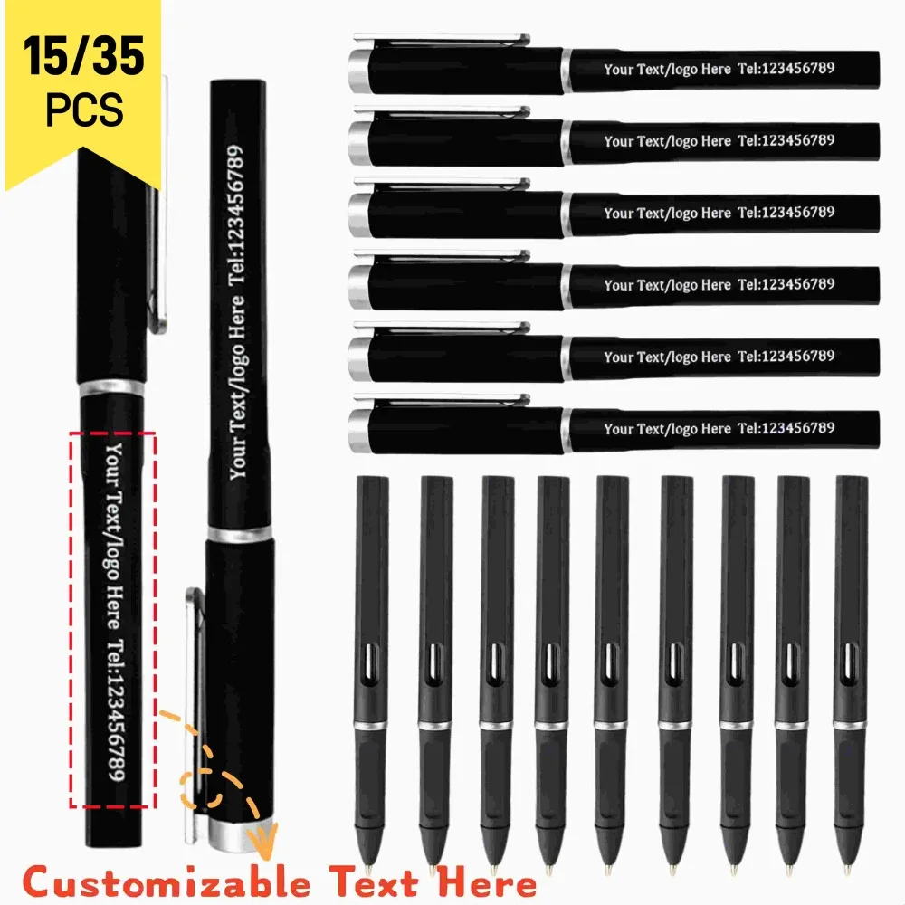 15/35PCS Matte Black Customizable Logo Gel Pens Large Capacity Smooth Writing Neutral Pen for Business Promotional Office Gifts