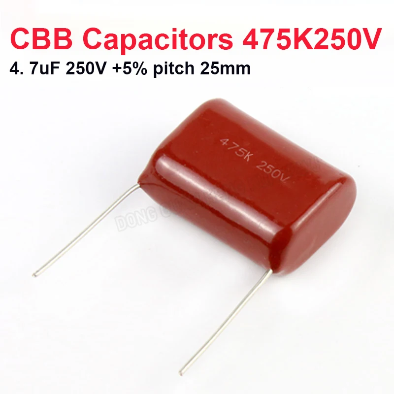 

2PCS 250V 4.7uF 475K/J Pitch 25mm CBB Capacitor Can Replace Polyester Capacitor 63V/100V Polypropylene Film Capacitor (CBB)