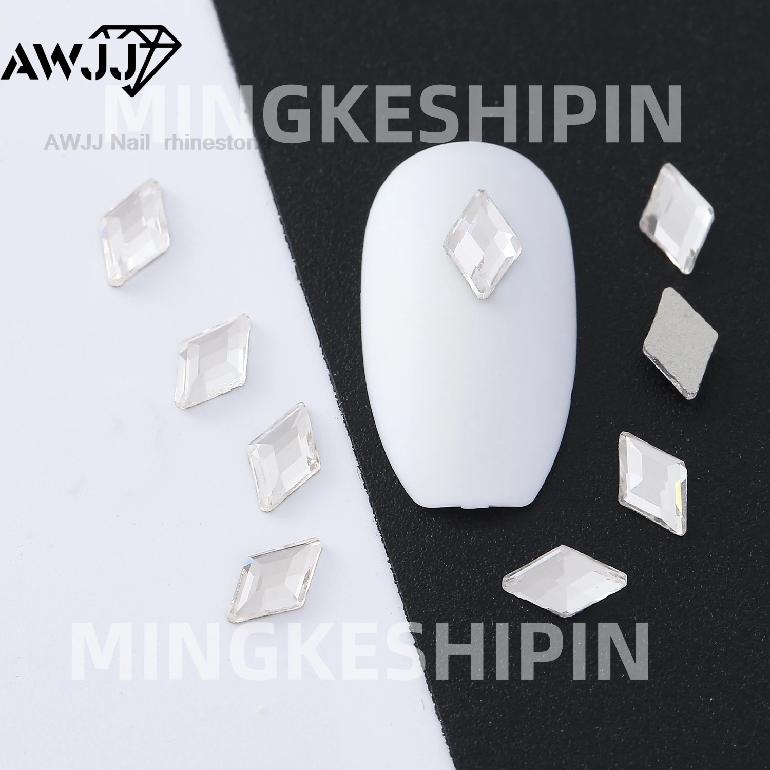100/500pcs 4*6mm Rhombus Flat Back Glue-On Rhinestones Decor