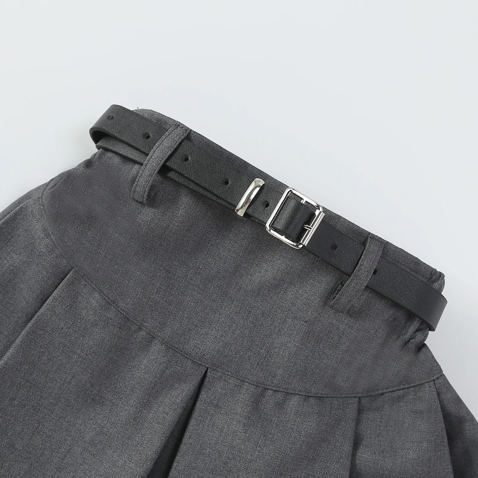 أطفال عروض الرقص زي الأطفال ارتداء اليومي الفتيات تنورة مطوي رمادي كلاسيكي كلية نمط الصلبة تنورة قصيرة صغيرة #1