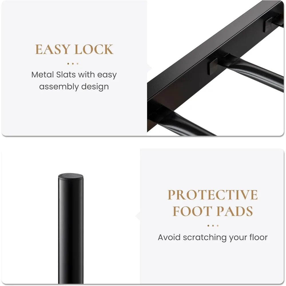 إطار سرير معدني مزدوج الحجم مقاس 14 بوصة من SHA CERLIN مع لوح أمامي ولوح قدم من الحديد، مساحة تخزين تحت السرير، سرير منصة مع ميت