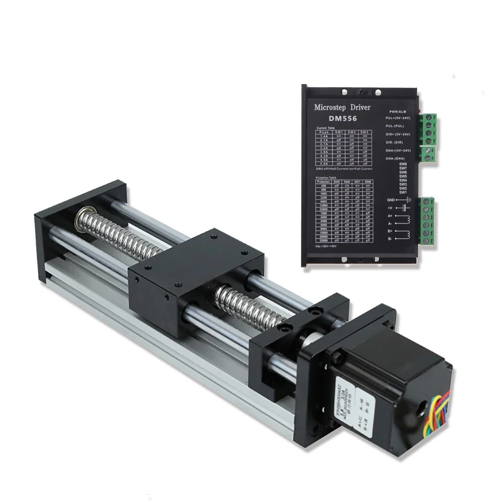 Imagem -04 - Nema 23 Stepper Motor Driver Linear Rail Kit Deslizante Mesa Módulo Parafuso de Esferas Slide Stage Bancada Cnc 50300 mm Curso 1.2-3nm