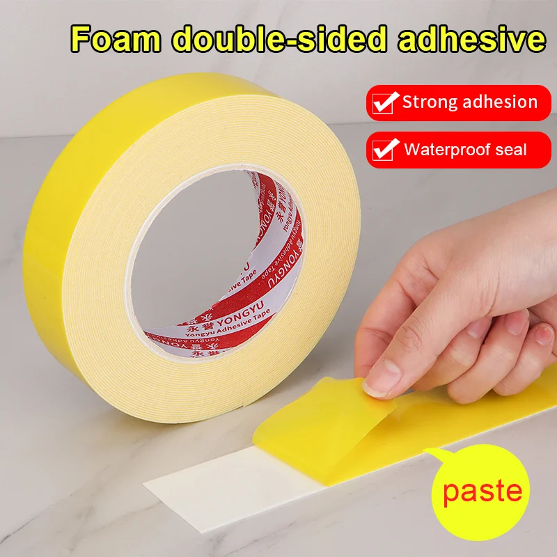 

White Double-Sided Foam Tape With Yellow Film Cushioning Packaging To Protect Car Interior Fixed Dashboard Seats Photo Frames