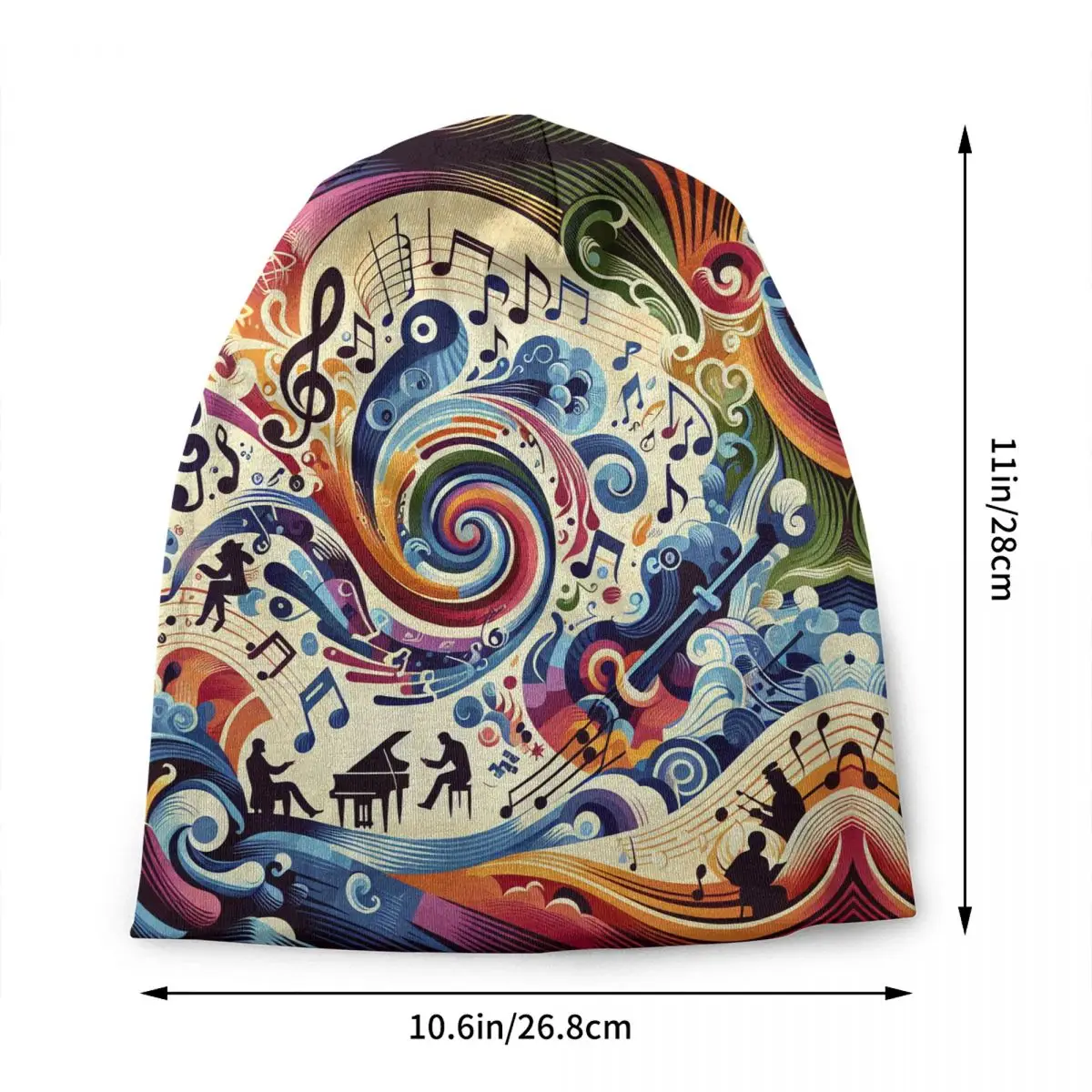 Custom Colorful Music Musical Notes Skullies Beanies Caps Hip Hop Winter Warm Men Women Knitting Hats Unisex Adult Bonnet Hats
