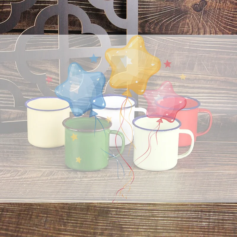 500ML Vintage Enamel Mug With Handle Heat-resistant Large Capacity Tea Milk Water Coffee Drinking Cup Retro Decor