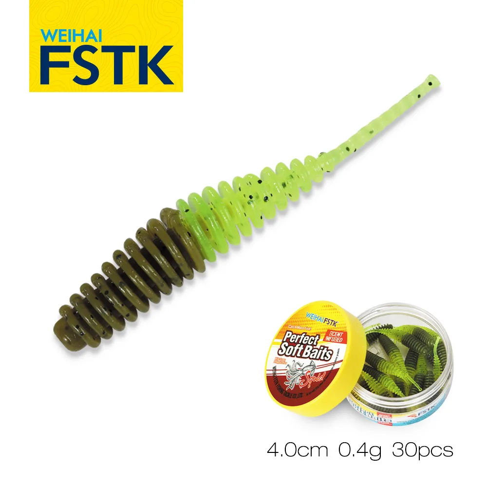 FSTK-Leurre souple en silicone pour la pêche à la truite, appât ÉlwobJeff, ver, 55mm, 0.8g, 20 pièces