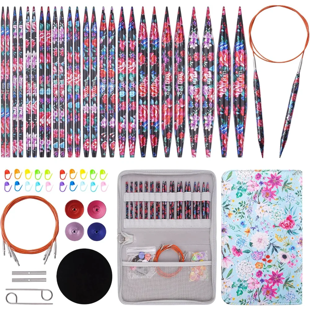 

13-Pair Interchangeable Circular Knitting Needles, Aluminum with Cables and Case