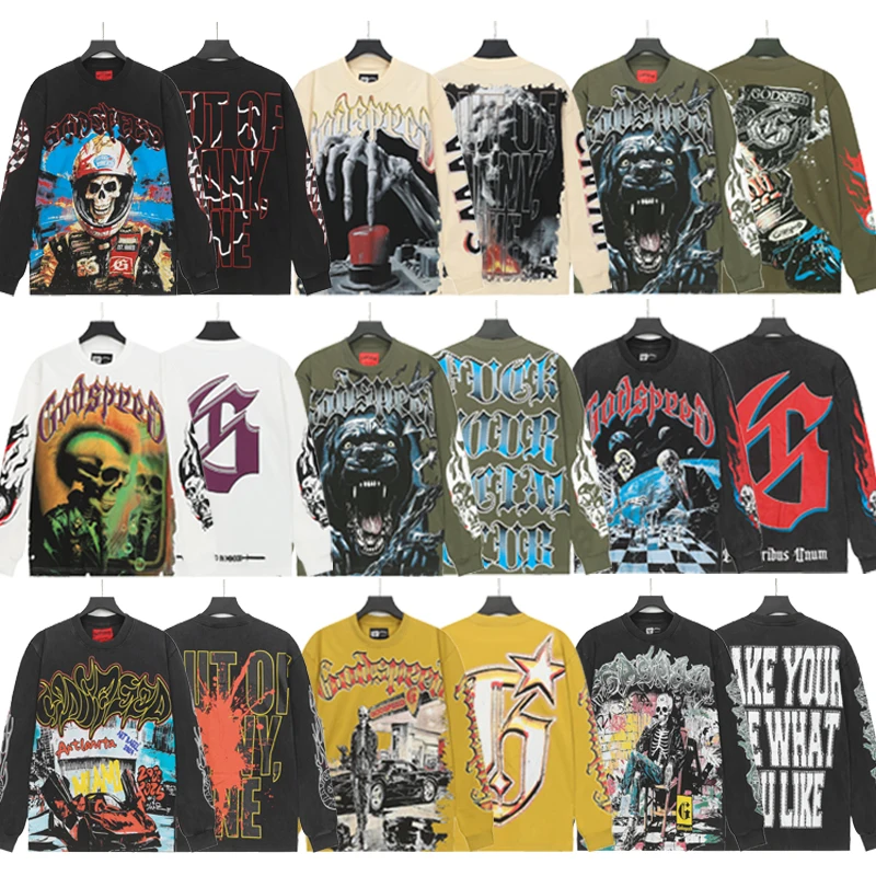 

Loose Fit Long Sve Ro Print T-irt ex High Street Vintage Trendy Top Cotton Comfortable Breathable Warm round Ne