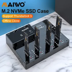 MAIWO M.2 NVMe SSD 인클로저 오프라인 클론, USB 3.1 Gen2 외장 케이스, 하드 드라이브 디스크, 4 베이 포트 복사 저장 박스 복사기, 10Gbps