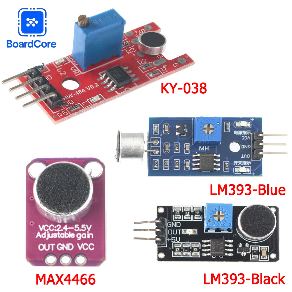 MAX4466 Amplifier Module Sound Sensor Module Sound Control Sensor MAX9814 KY-037 KY-038 LM393 Microphone Amplifier for Arduino