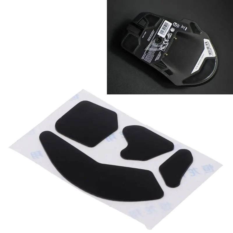 2 Sets Mouse Feet Pads Skates for ROCCAT Leadr Wireless RGB Mouse Sticker Rounded Curved Edges Black